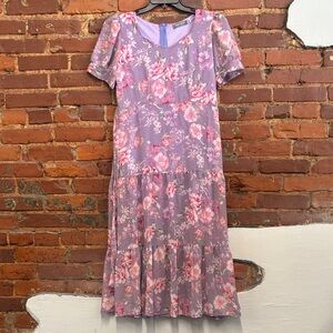 Dada Shop Made in Thailand Tiered Purple & Pink Floral Maxi Dress Size 38 US M/8